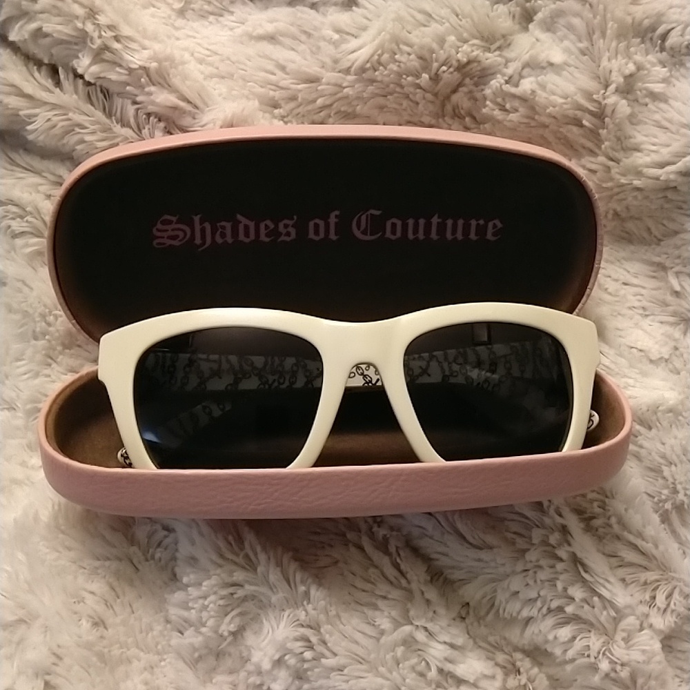 Juicy Couture White Sunglasses with 💖 Pink Shades of Couture case 💖